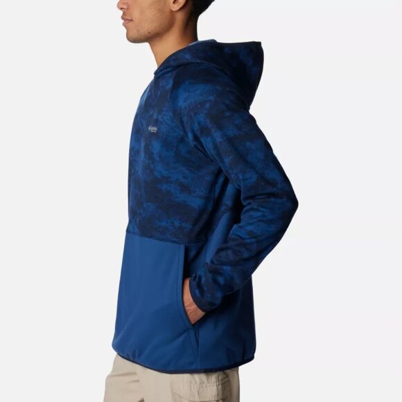 NWT Mens Small Blue & Black Columbia PFG™ Super Terminal Fleece Pullover Hoodie - Picture 3 of 11